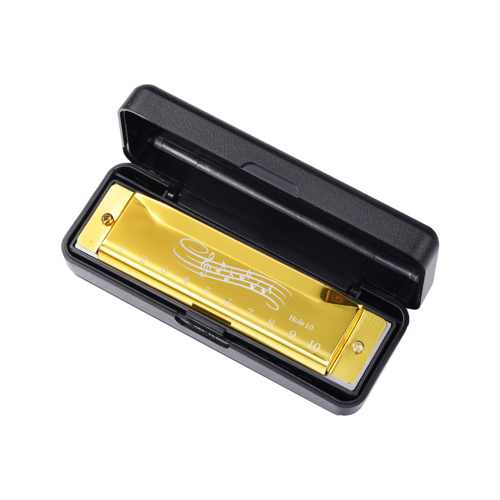 fankhu 10 Hole 20 Tone Harmonica Portable Harmonica Adults Children Gift (Yellow)